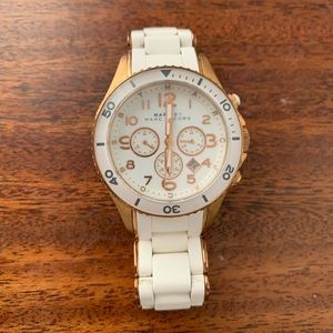 Marc Jacobs white and rose gold watch